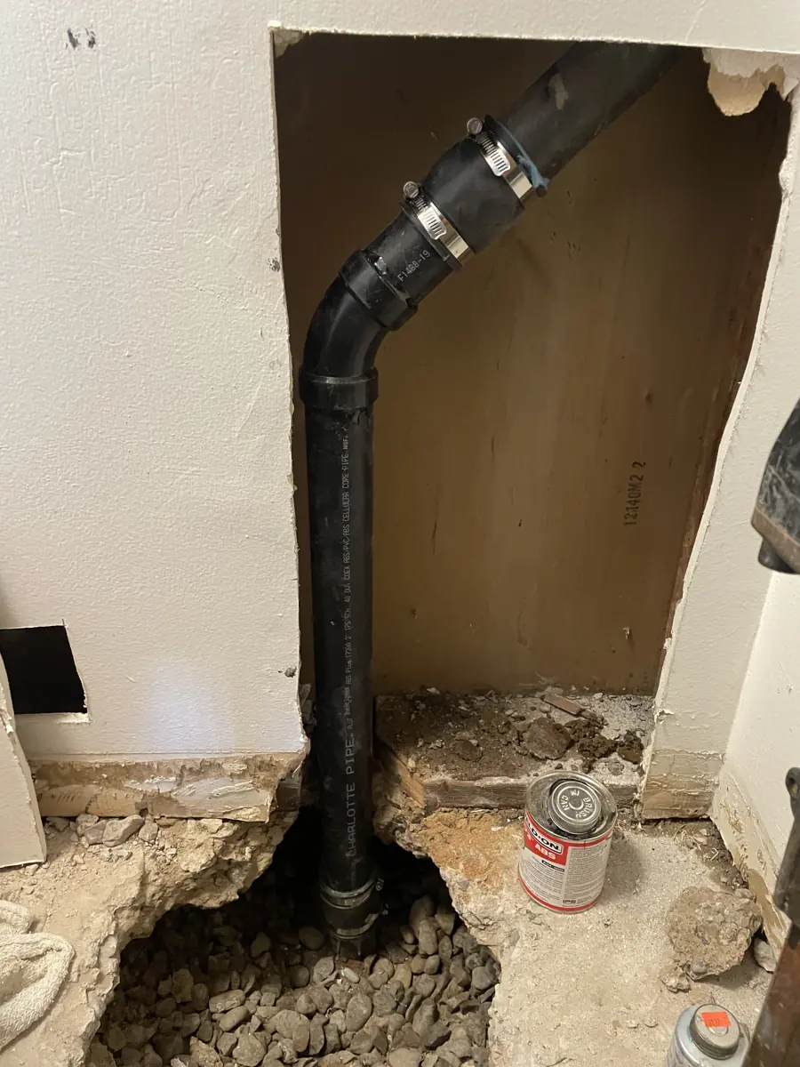 New ABS drain line run through the wall